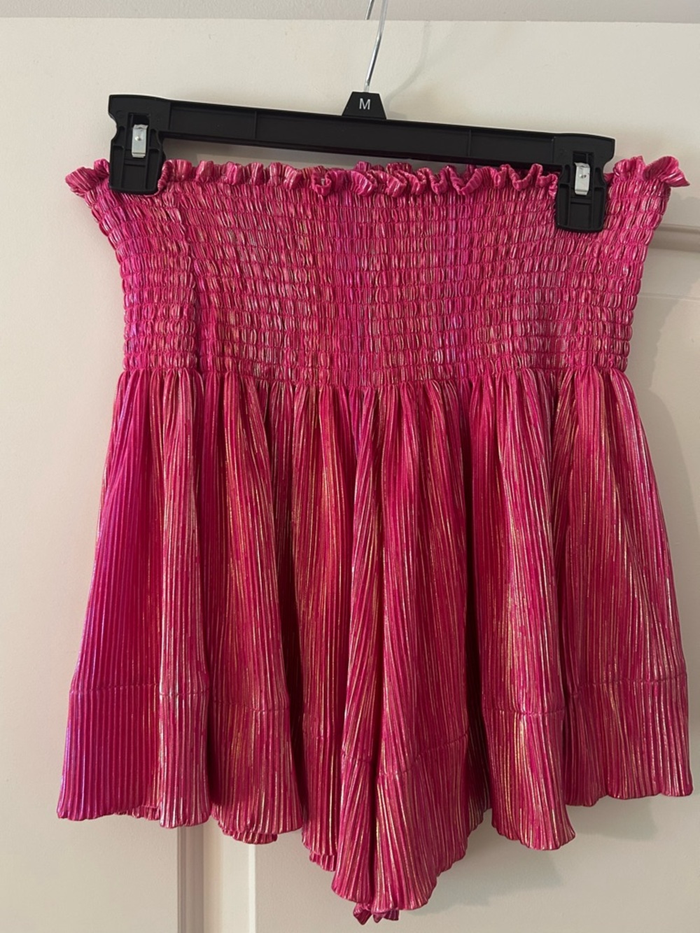 QUEEN OF SPARKLES Fuchsia Shimmer Smocked Skort
